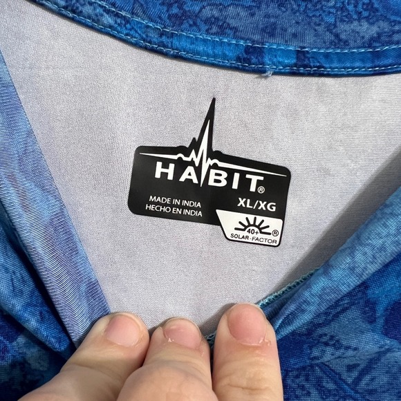 Habit Mens XL Long Sleeve Realtree Wave Blue‎ Solar Factor Fishing Shirt - Picture 6 of 8